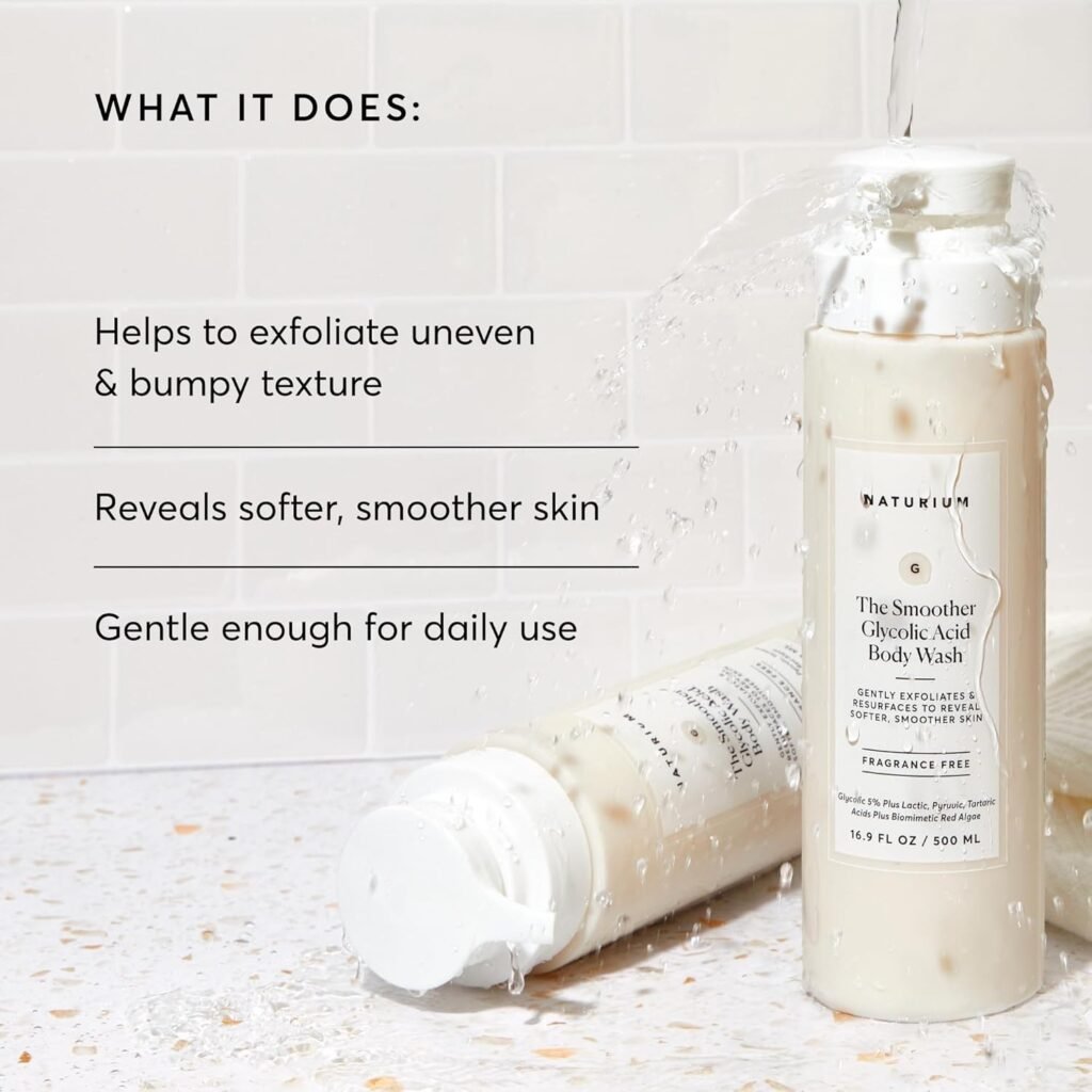 naturium the smoother glycolic acid exfoliating body wash, soft & smoothing cleanser, 16.9 oz
