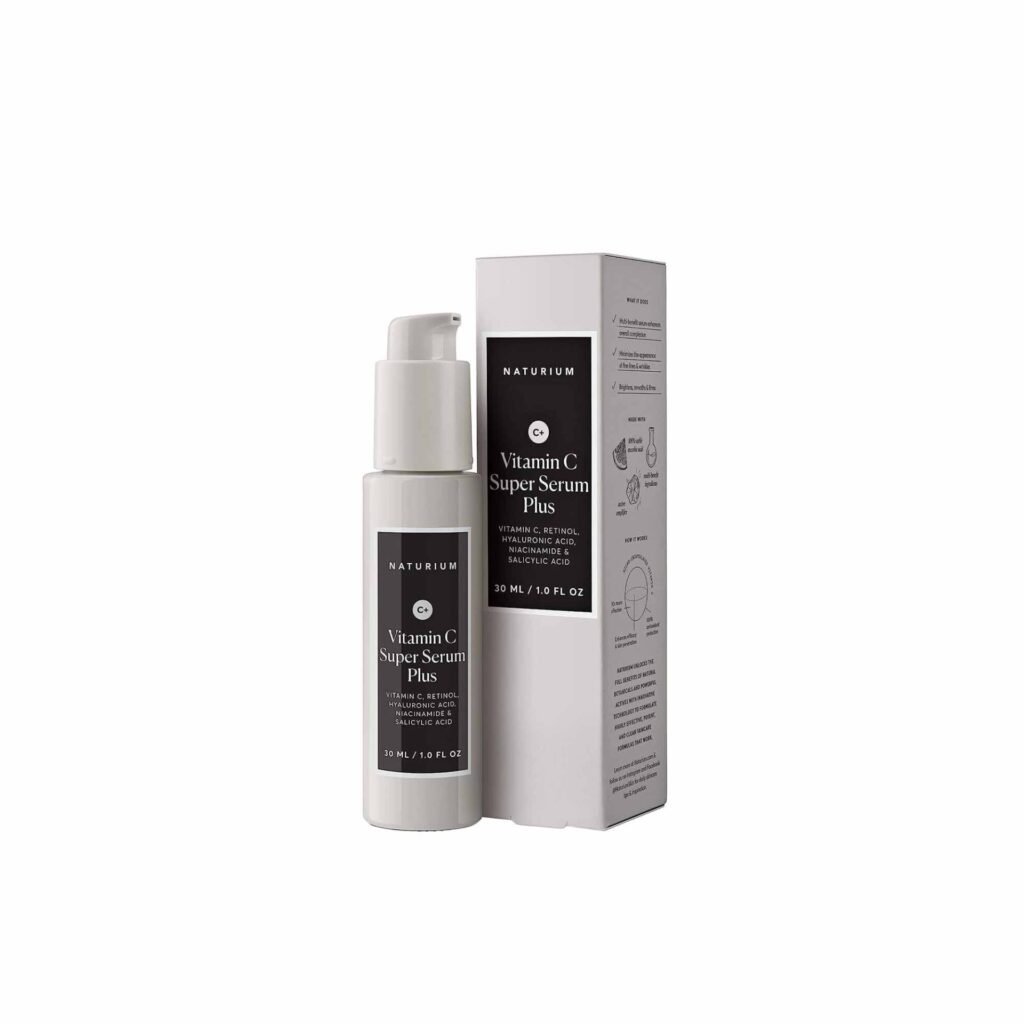 naturium vitamin c super serum plus, smoothing face care, plus retinol, hyaluronic acid, niacinamide & salicylic acid, 1 oz