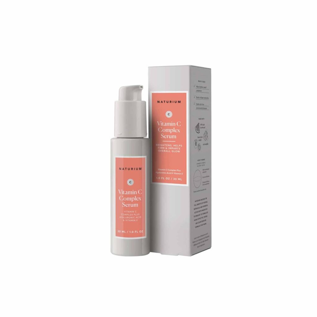 naturium vitamin c complex face serum, anti aging facial treatment with hyaluronic acid & vitamin e, 1 oz