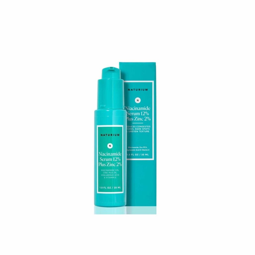 naturium niacinamide face serum 12% plus zinc 2%, anti aging, pore minimizer & dark spot corrector with hyaluronic acid & vitamin e, vegan & cruelty free, 1 oz