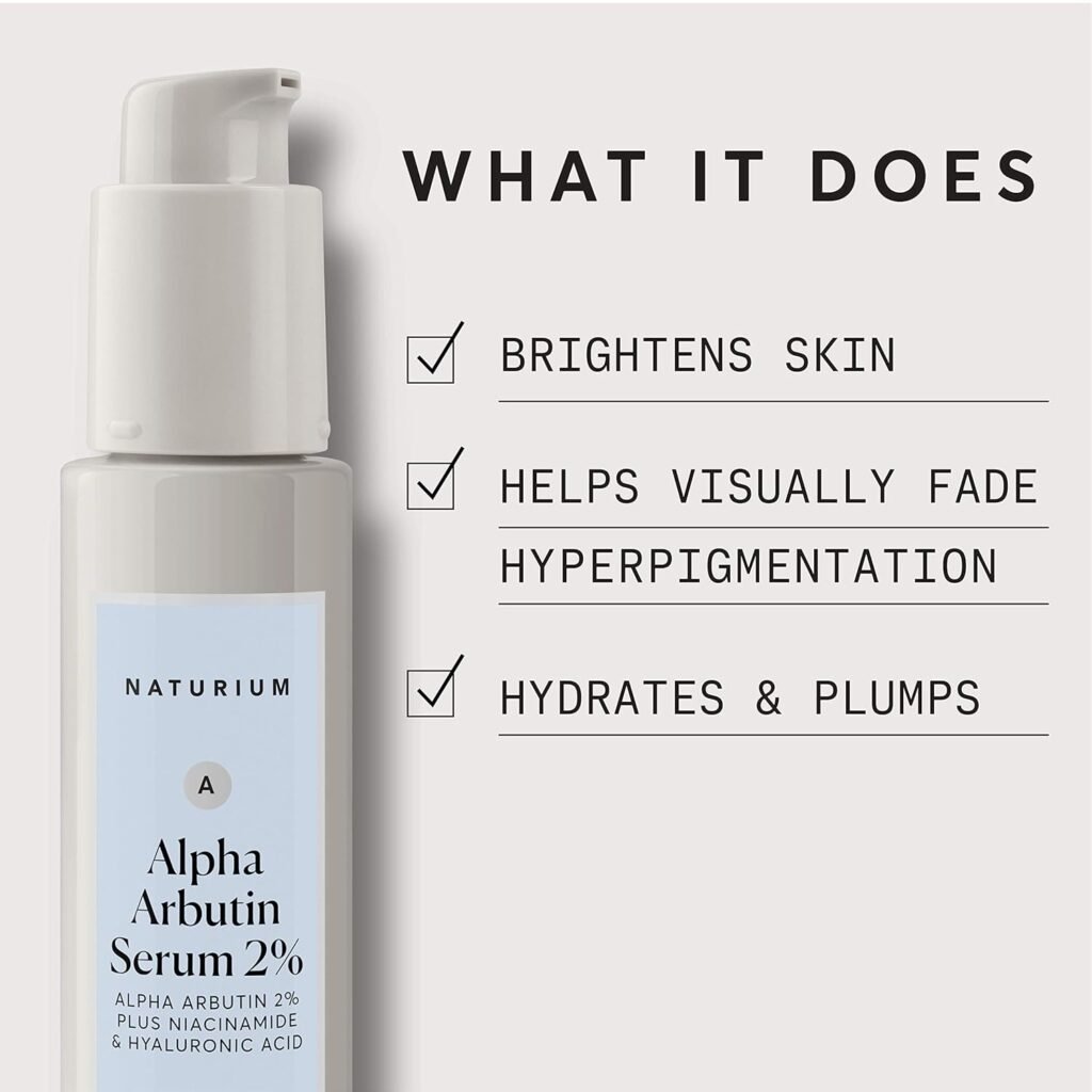 naturium alpha arbutin serum 2% with alpha arbutin, niacinamide & lemon, face & skin care, 1 oz