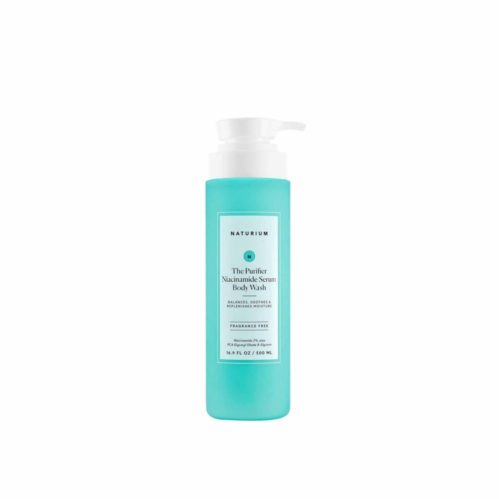 naturium the purifier niacinamide serum body wash, cleansing & hydrating gel serum, dermatologist tested, paraben & cruelty free, 16.9 oz