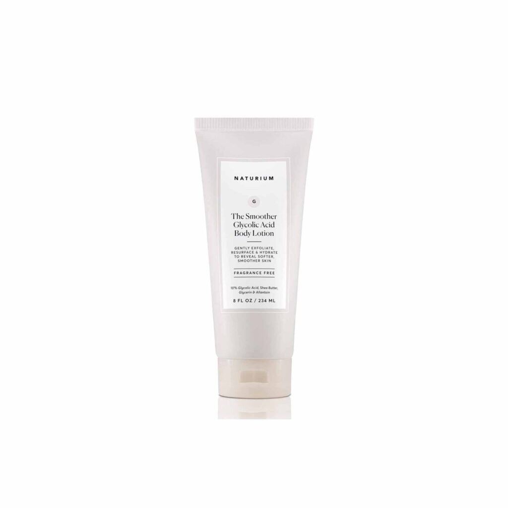 naturium the smoother glycolic acid body lotion, resurfacing & exfoliating treatment, with 10% glycolic acid, 8 oz