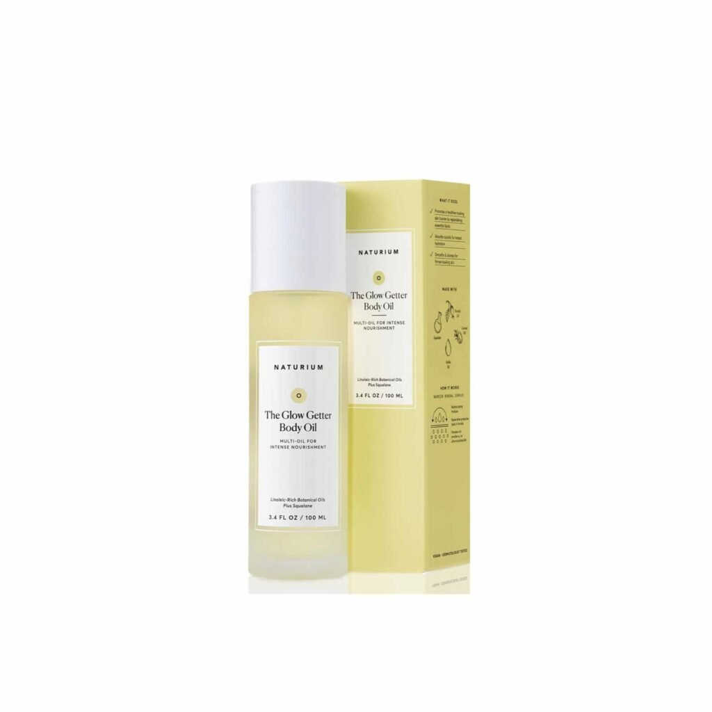 naturium the glow getter body oil, multi oil for intense nourishment, hydrating & moisturizing formula, vegan & cruelty free, 3.4 oz